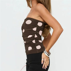Polka Dot Mesh Tube Top