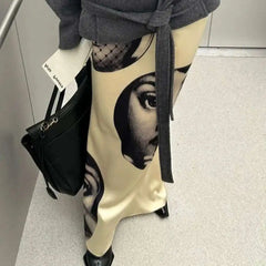 Satin Face Printed Maxi Skirt