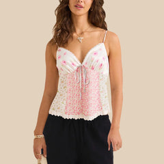 Floral Spaghetti Strap V Neck Top