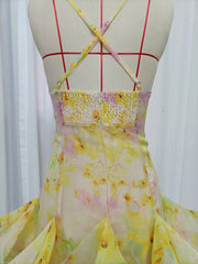 Colorblock Floral Cross Strap Mini Dress