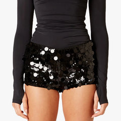Sequin Elastic Low Waist Shorts