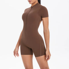 Brown bodysuit worn by a model