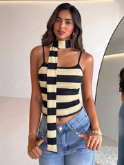 Stripe Cami Top With Matching Scarf