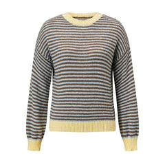 Striped Round Neck Mohair Sweater