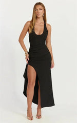 Halter Neck High Split Midi Dress