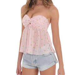 Pink Babydoll Tube Tie Up Top
