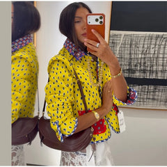 Color Block Pattern Printed Reversible Quilted Jacket