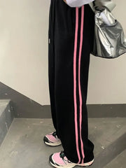 Black Sweatpants With Pink Stripes - Free From Label