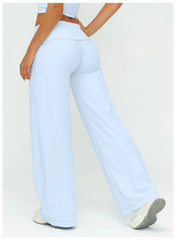 Wide Leg Fold Over Low Rise Flare Yoga Sweatpants