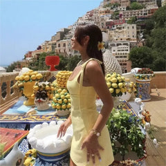 Yellow Bowknot A-line Mini Dress