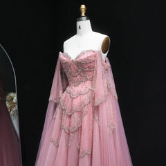 Off-Shoulder Tulle Sequin Flower Petal Embroidered Gown