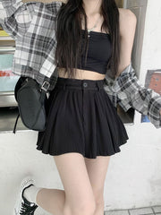 Black Pleated Buttoned Mini Skirt Free From Label