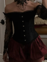 Lace Off-shoulder Fishbone Corset Top