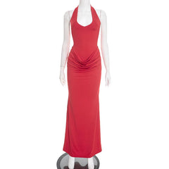 Halter Draped Bodycon Maxi Dress