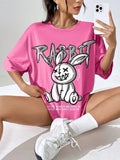 Rabbit Printed Tops Cotton Soft Short Sleeve Loose Tees