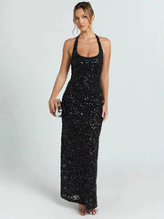 Floral Sequin Bodycon Maxi Dress