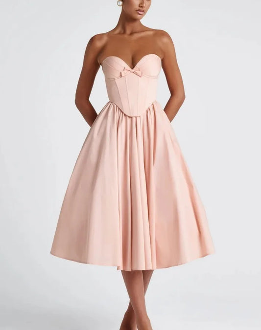 Sweetheart Neckline Bustier Strapless Maxi Dress