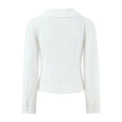 White Peter Pan Collar Long Sleeve Shirt