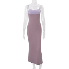 Purple Patchwork Cami Long Dress
