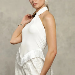Halter Tassel Hem Sleeveless Top