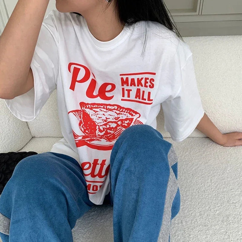 Vintage Pie Printed Graphic Cute Food Unisex T Shirt