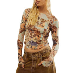 Floral Print Sheer Long Sleeve Top