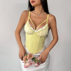 Ruched Cupped Strap Corset Top