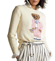 Bear Embroidery Round Neck Sweater