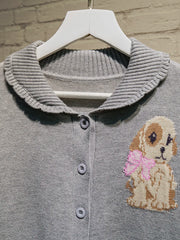 Grey Puppy Graphic Cardigan Sweater