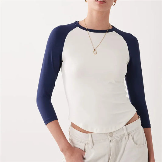 Raglan 3/4 Sleeve Color Block T‑Shirt
