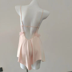 Pink Lace Trim Satin Nightdress
