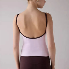Spaghetti Strap Contrast Trim Bow Tank Top