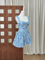 Floral Embroidered Sequin Ruffle Strap Mini Dress