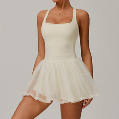 White dress worn by a person Front view