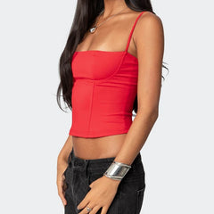 Square Neck Cami Solid Crop Top