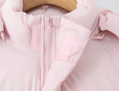 Zipper Up Stand Collar Removable Hooded Parka Coat