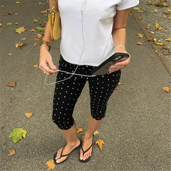 Polka Dot Print Capri Pants