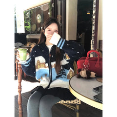 Winter Scenery Knitted Cardigan