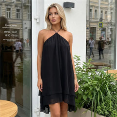 Halter Tie Flowy A-line Mini Dress