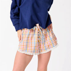 Christmas Boxer Graphic Print Ruffle Shorts