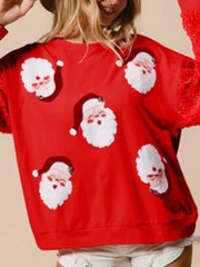 Christmas Glitter Patchwork Sequin Santa Sweatshirt
