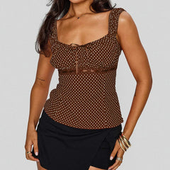 Polka Dot Babydoll Scoop Neck Top