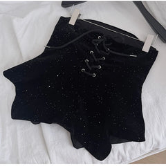 Black Strapless Top And 3D Rose Mini Skirt  Set