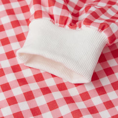 Gingham Long Sleeve Crew Neck Sweatshirt And Drawstring Shorts Set