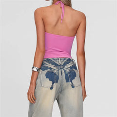 Butterfly Halter Tank Top