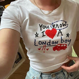 London Text White Graphic Tee