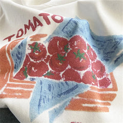 White O-neck Tomato Graphic Tee