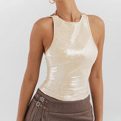 Beige Sequin Tank Top - Free From Label