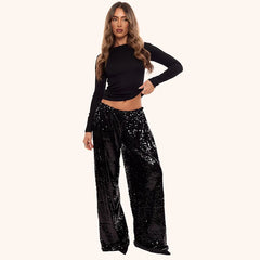 Sequin Wide-Leg Pants