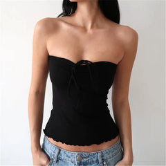 Strappy Tie Up Solid Tube Top